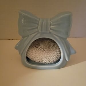Blue Bow Ceramic Kitchen Sponge Holder